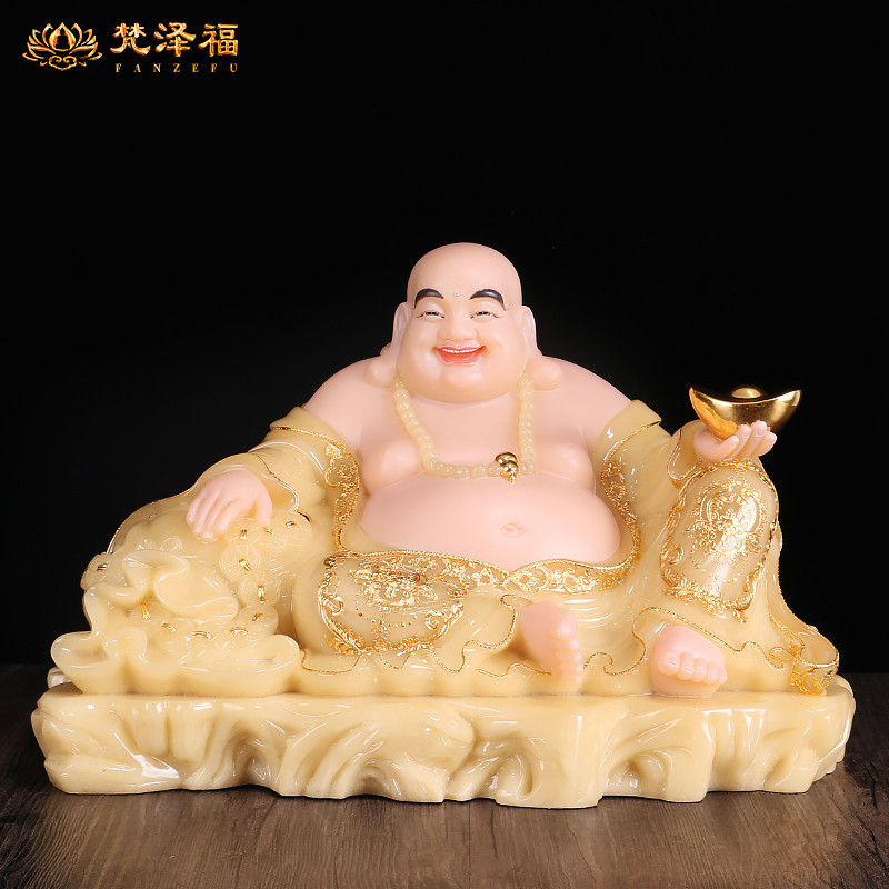 Topaz Han Baiyu cloth bag monk Maitreya Buddha statue worship decoration home accessories living room opening gift