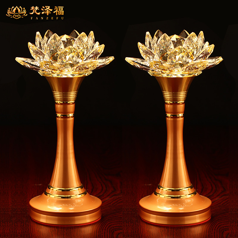 Crystal colorful lotus lamp plug-in led long ming lamp Guanyin household Buddha light Taiwan new Buddha front for Buddha lamp