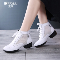 Dance Shoes Women Outwear Fashion New Dancing Shoes Genuine Leather Soft Bottom Square Dance Shoes With Water Soldiers Summer Women Shoes