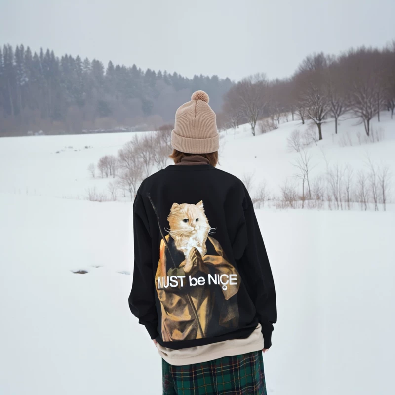 RIPNDIP American trendy brand NermusTee bitch cat meow cat monk pocket long-sleeved T-shirt sweatshirt trendy couple