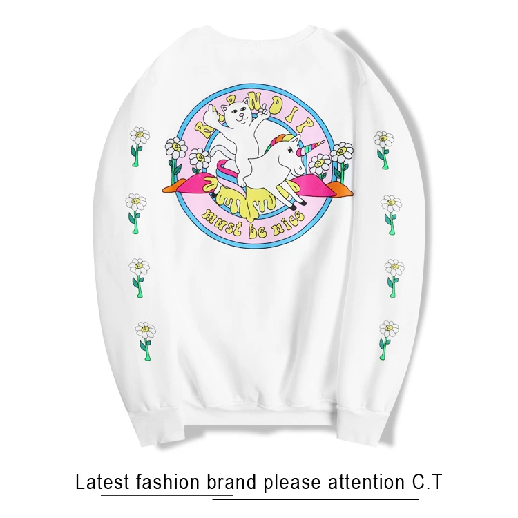 Футболка с принтом RIPNDIP: кот с средним пальцем, тиг-ди, рыцарь-кот и единорог, повседневная, универсальная, простая круглая горловина, толстый хлопок, для мужчин и женщин