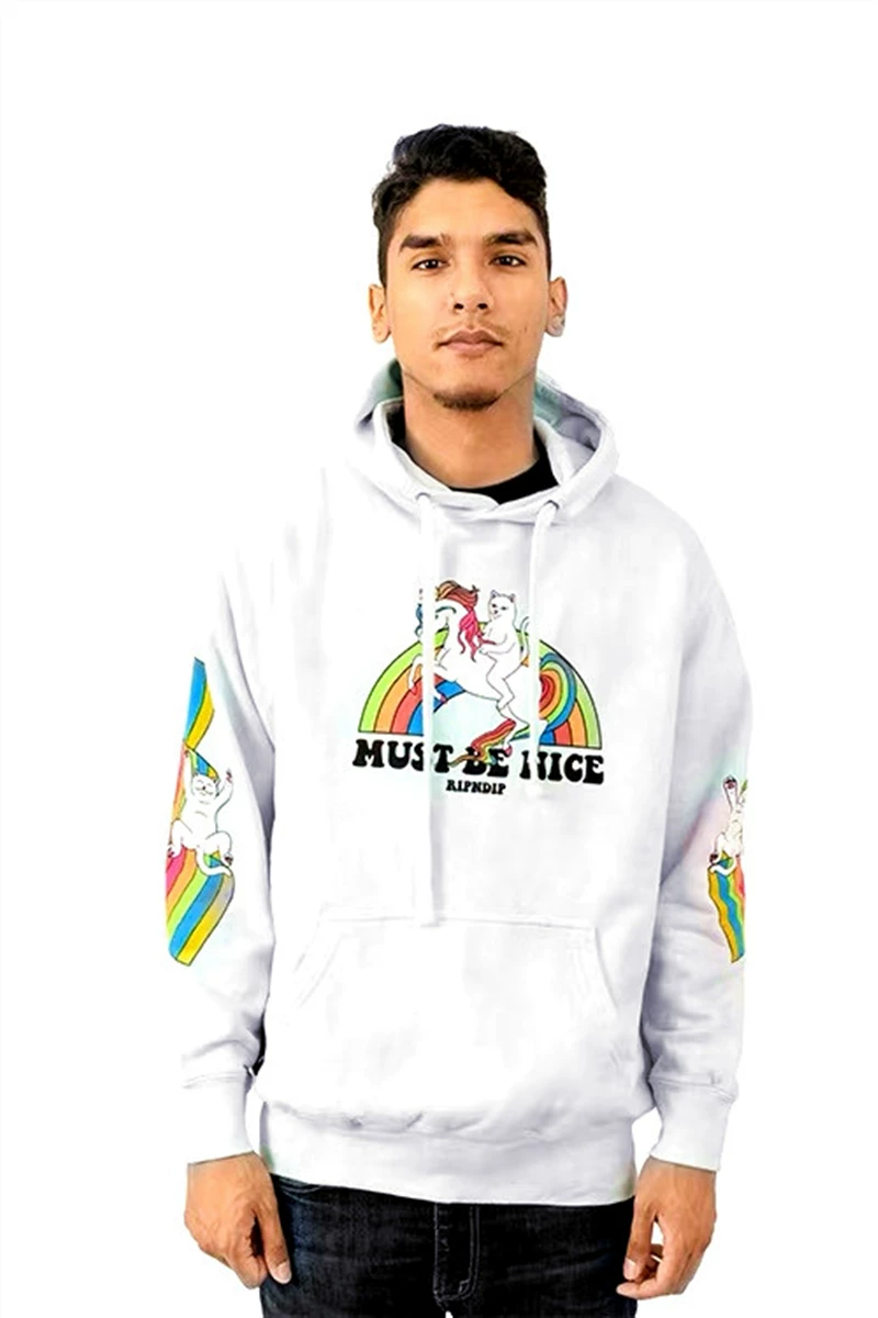 RIPNDIP LITTLE Rainbow Unicorn In Merromes, Plug-in Cat мужской и женский повседневный мерит и модель последовательный шапка свободного кроя свитеры