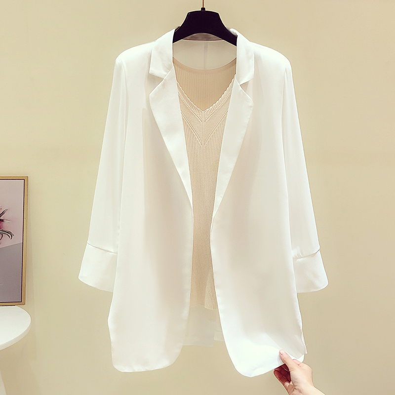 Chiffon Blazer for Women, Thin Style, 2026 New Summer Casual White High-End Suit Jacket, Sun Protection Clothing