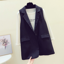 Suit pines female long outer jacket 2021 Spring and Autumn Korean version of loose suit vest sleeveless waistcoat