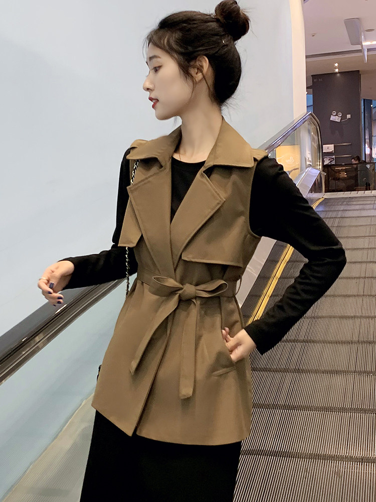 Windbreaker vest women wear 2021 spring and autumn new Korean version of the small waist waist waistcoat vest horse clip blazer