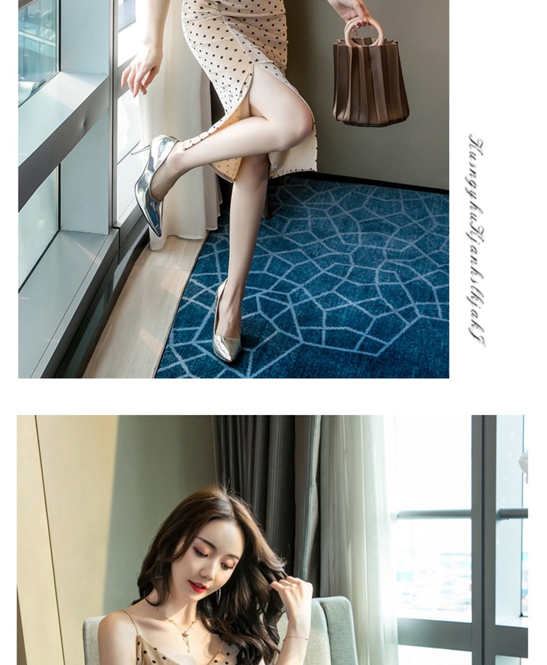 Rất đẹp cổ tích Pháp váy 2019 khí chất mùa hè gợi cảm của phụ nữ túi hip sóng điểm sling váy dài phần - Váy eo cao 	váy hạ eo xếp ly	