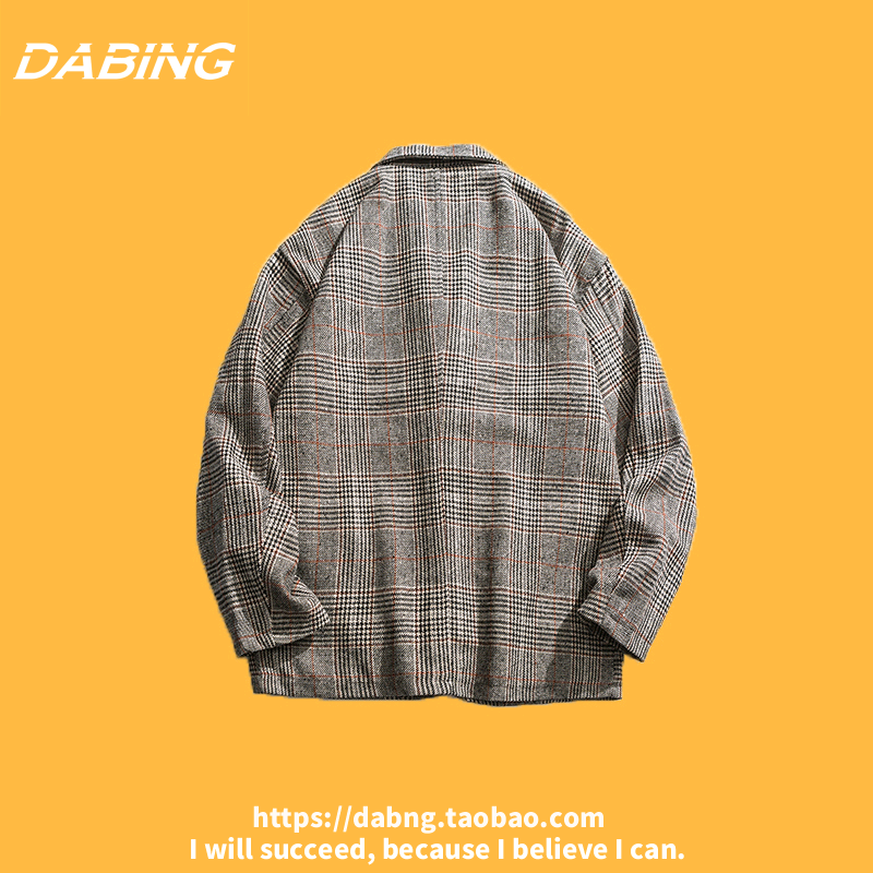 DABINGING THU / WINTER HONG KONG WIND NGÀY SỞ RETRO MENS VÀ NỮ SUITS Loose HỌC SINH PLAID Squires SUIT JACKET COUPLE