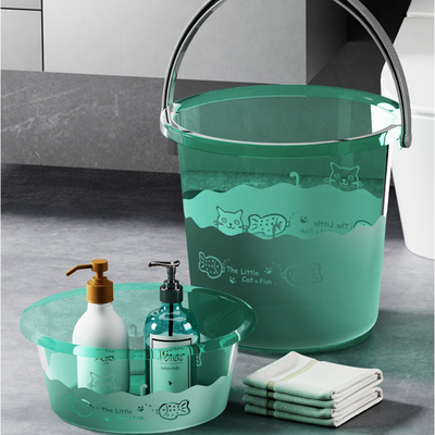 透明水桶水盆套装家用学生宿舍洗衣储水桶加厚大号洗澡洗衣桶洗车