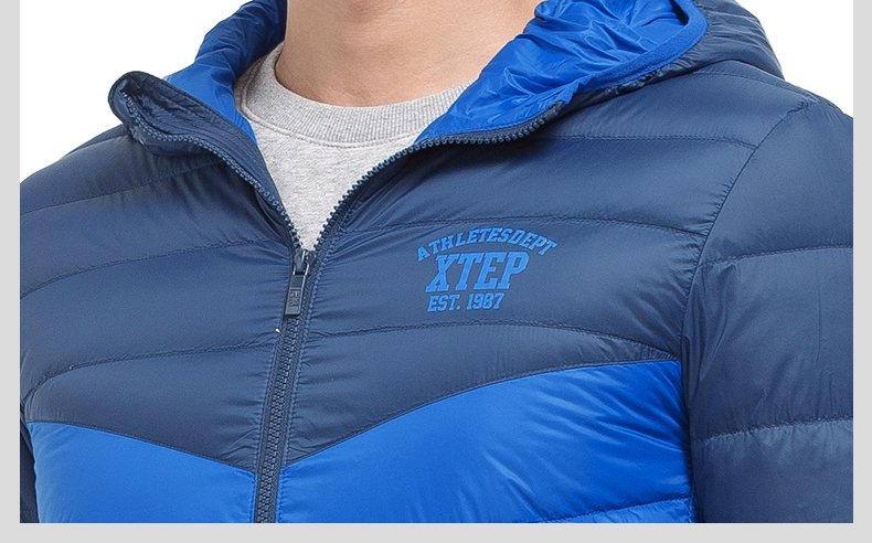 Xtep quần áo nam chính thức mùa đông mới màu rắn khâu xu hướng coat ấm thể thao windproof xuống áo khoác