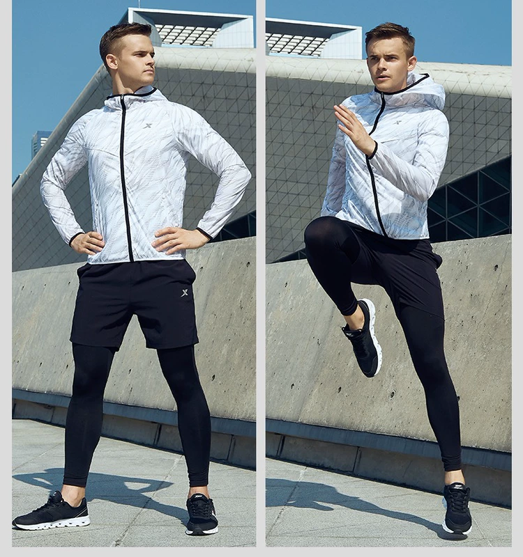 Xtep nam áo gió chính thức ánh sáng đích thực và thoải mái windproof chạy tập thể dục xu hướng màu rắn đơn giản áo khoác thể thao áo khoác dù the north face