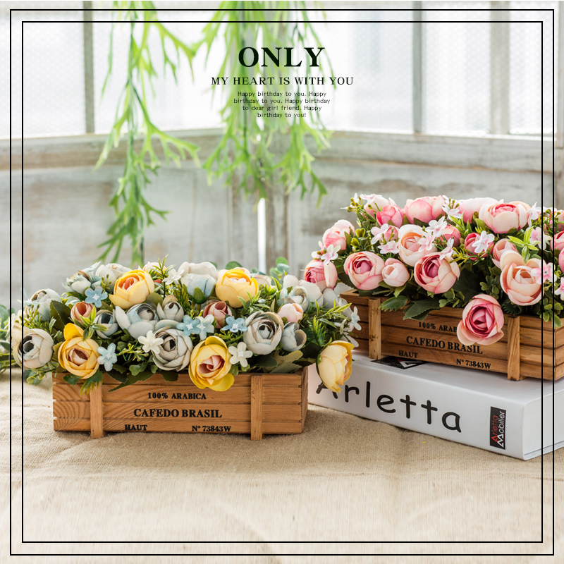 Simulation flower fake flower living room swing piece decoration office toilet flower art supplies small potted flower bouquet floor furnishing-Taobao