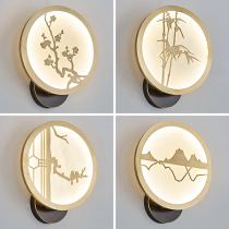 Marble new Chinese wall lamp High-end all copper living room background corridor aisle Chinese style bedroom bedside led lamps