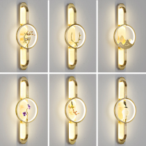 High-end new Chinese style All copper wall lamp TV background wall Living room lamp Chinese style bedroom bedside modern stair lamp