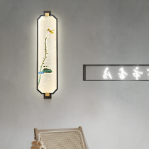 Enamel painted wall lamp New Chinese style living room background wall Chinese style decoration bedroom bedside aisle led all copper lamp