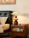New Living Room Solid Wood Song-Style Aesthetic Natural Wood Table Lamp, Retro Master Bedroom Bedside Lamp, Rechargeable Creative Decorative Table Lamp