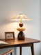 New Living Room Solid Wood Song-Style Aesthetic Natural Wood Table Lamp, Retro Master Bedroom Bedside Lamp, Rechargeable Creative Decorative Table Lamp