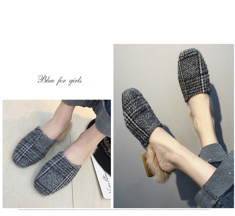 Dép lông cho phụ nữ mặc mùa thu 2018 mới cửa hàng giày dép gần đây