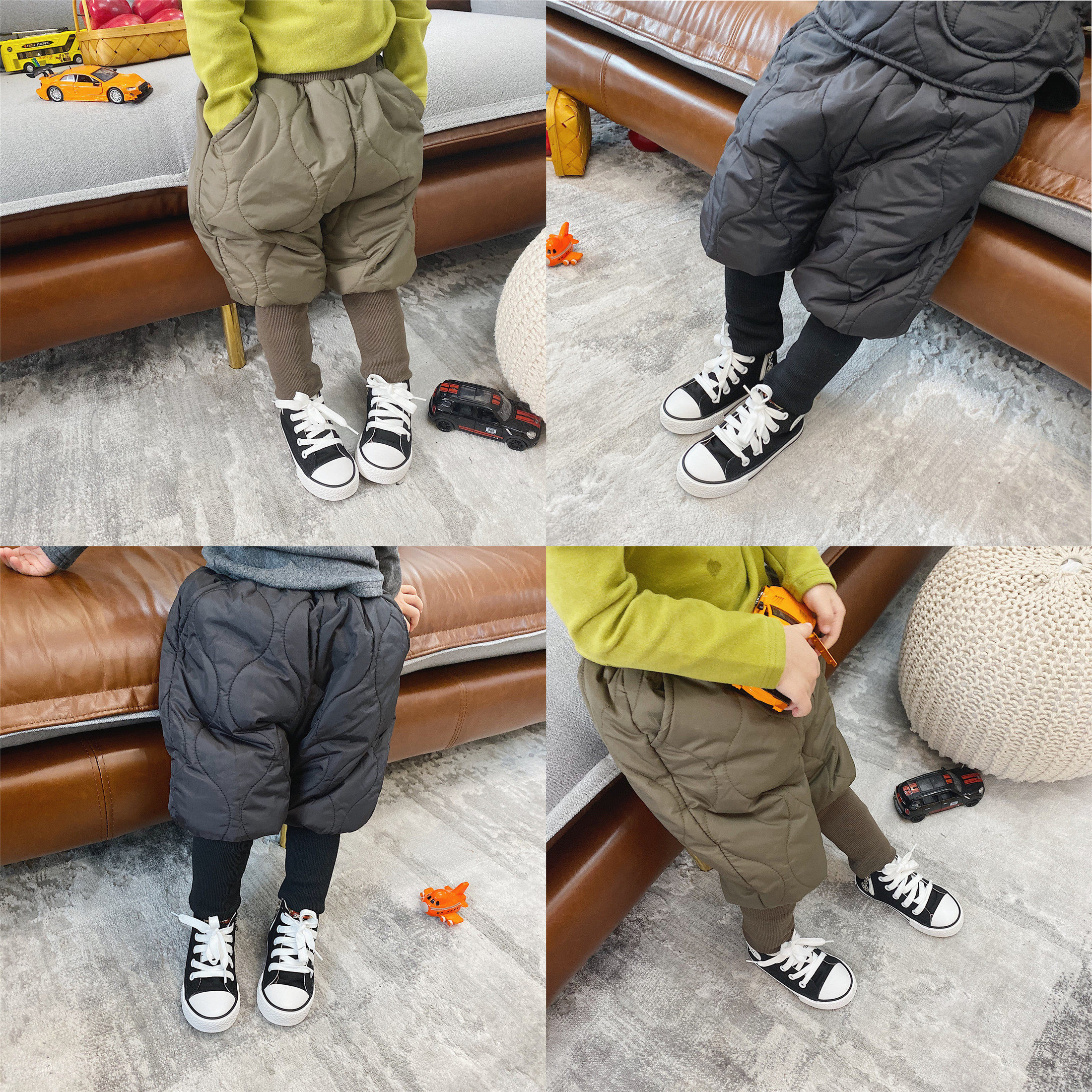 Cookies Moms Clothing Stores Ins Winter Children Suits South Korea Clip Cotton Gushed Warm Baby Windproof Cotton Pants Boots Tide
