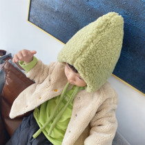ins winter Korean version male and female baby cute tennis red bull oil fruits green children lambs wool garnter warm and protective ear hat