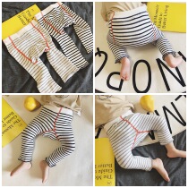 ins2019 new children male and female baby mesh red stripe large PP elastic beating bottom stripe knit 90% pants