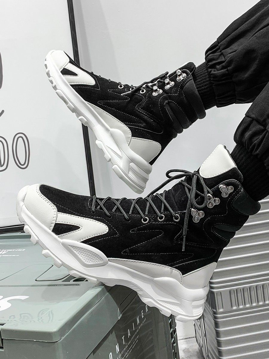 Men's Martin Boots, Autumn High-Top Men's Work Boots, Long Waterproof Height-Increasing Casual Trendy Motorcycle Boots