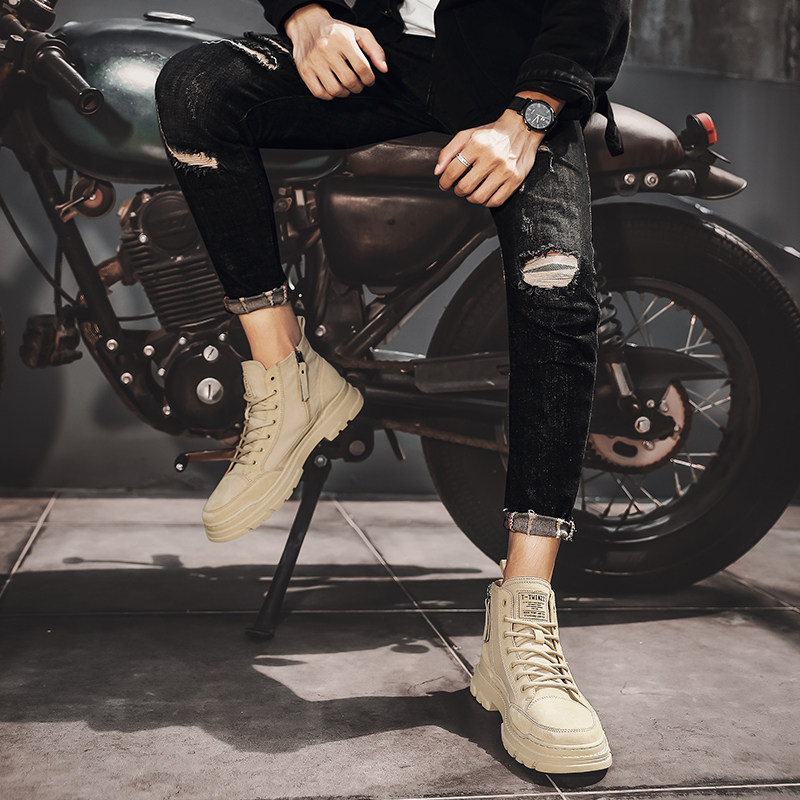 Autumn Breathable Men's Shoes, Martin Boots, Men's High-Top British Trendy Shoes, Desert Boots, Men's Boots, Canvas Short Boots