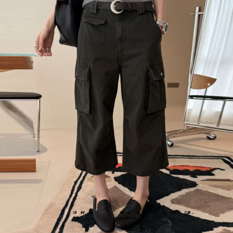 3R3 Genuine 67108 Straight-Leg Workwear Casual Cropped Pants for Women Autumn 2026 Multi-Pocket Slimming Wide-Leg Pants 3R3 Genuine 67108 Straight-Leg Workwear Casual Cropped Pants for Women Autumn 2026 Multi-Pocket Slimming Wide-Leg Pants