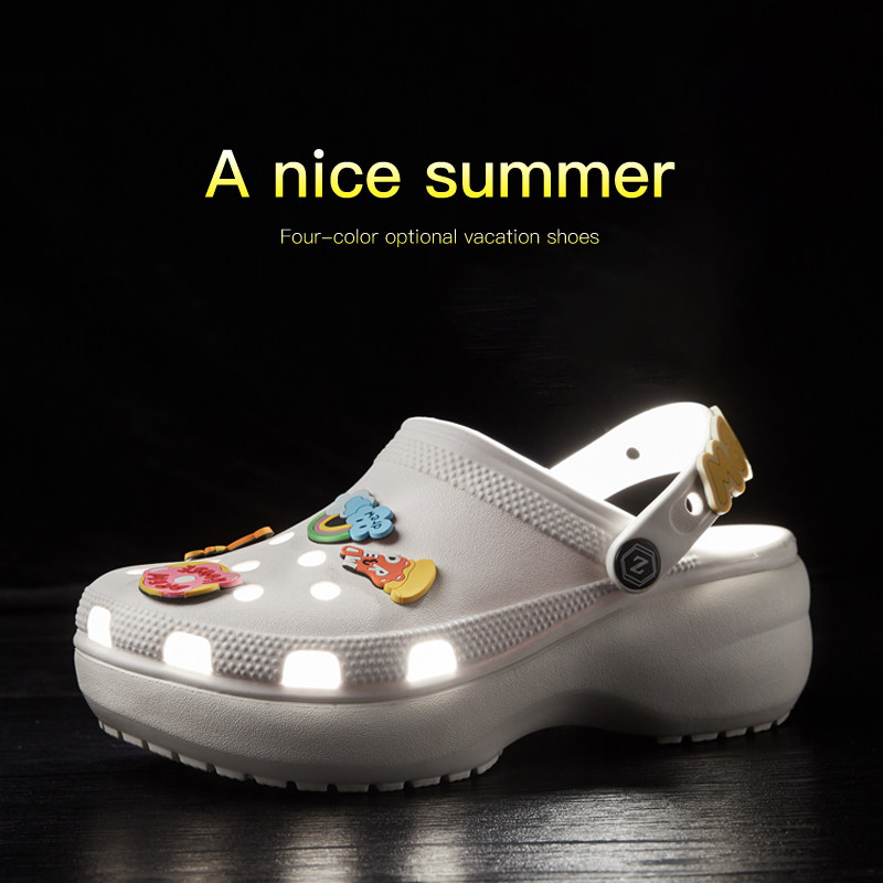 Home hole shoes women summer soft thick bottom 2021 new non-slip slippers wear cute cloud beach shoes