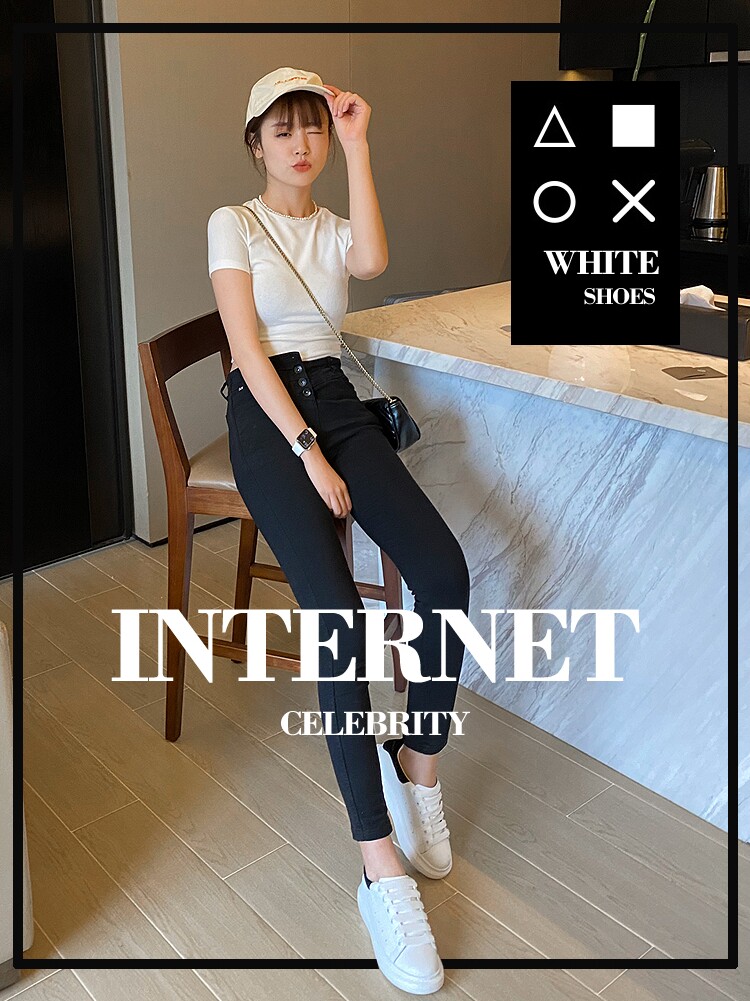 2021 new all-match genuine leather small white shoes women's McQuanda hot style cowhide thick-soled muffin inner heightened casual sneakers