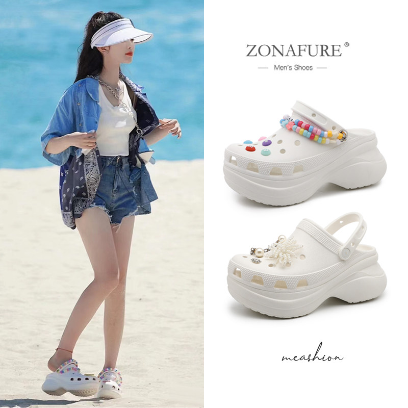 2022 Nets Red Pine Pastry Cave Shoes Women Summer Outwear Dins Tide Little Whale Heightening Thick Bottom Slippers Sandals Sandal Beach Shoes