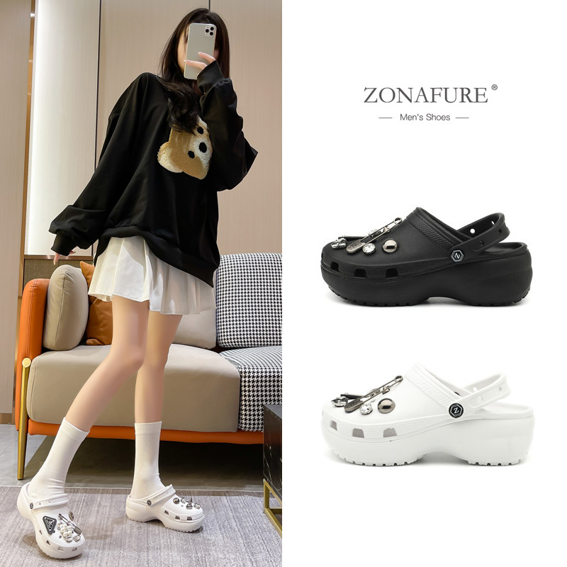 Zonaf cave shoes daughter stepping on shit feeling Diy cute decoration anti-slip beach shoes worn outside summer