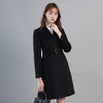 2022 New Career Cover Cover Medium and Long Fitting Workwear Clothing Woman Black