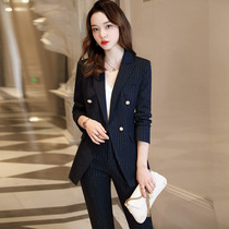 Fashion suit female autumn and winter striped suit dress manager clothing high-end professional clothing ol work clothes