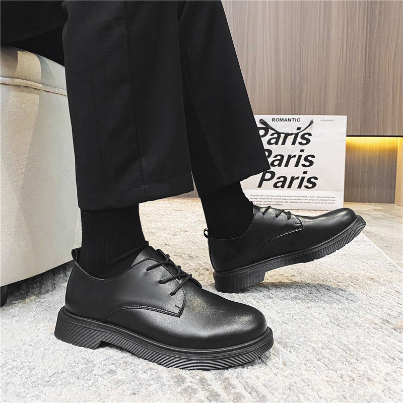 Summer British-Style Leather Shoes for Men, Breathable Business Formal Casual Round-Toe Men's Shoes, Youth Groomsmen Black Suit Small Leather Shoes