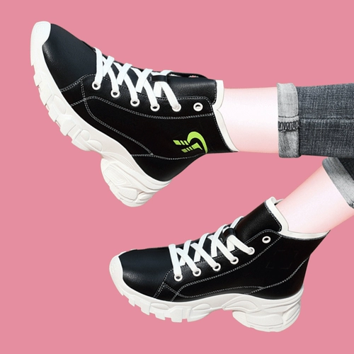 Туфли, высокая белая обувь, модные короткие сапоги, высокие зимние универсальные кроссовки, из натуральной кожи, 2019