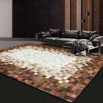 Pure Handmade Cow Leather Splicing Large Carpet Light Lavish Living Room Home Minimalist Modern American Tea Table Mat Bedroom Bedside Blanket