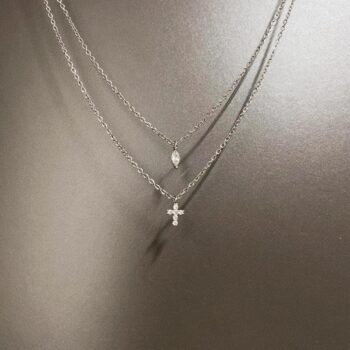 Vintage galaxy star cross necklace