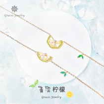 Lemon sterling silver necklace female choker niche design sense bracelet hipster Mori girl cute personality simple