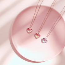 Peach Sweet Peach heart love sterling silver necklace female choker light luxury niche design sense girlfriends cute and exquisite