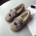 Giày ga châu Âu 2018 thu đông mới Hàn Quốc đế bệt đế xuồng rhinestone thấp giúp tai mèo cộng với thời trang nhung hoang dã giày 3 sọc Giày cắt thấp