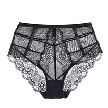 Sexy ultra-thin lace high-waisted briefs womens underwear thin hollow underpants seamless underwear hips and abdomen thin