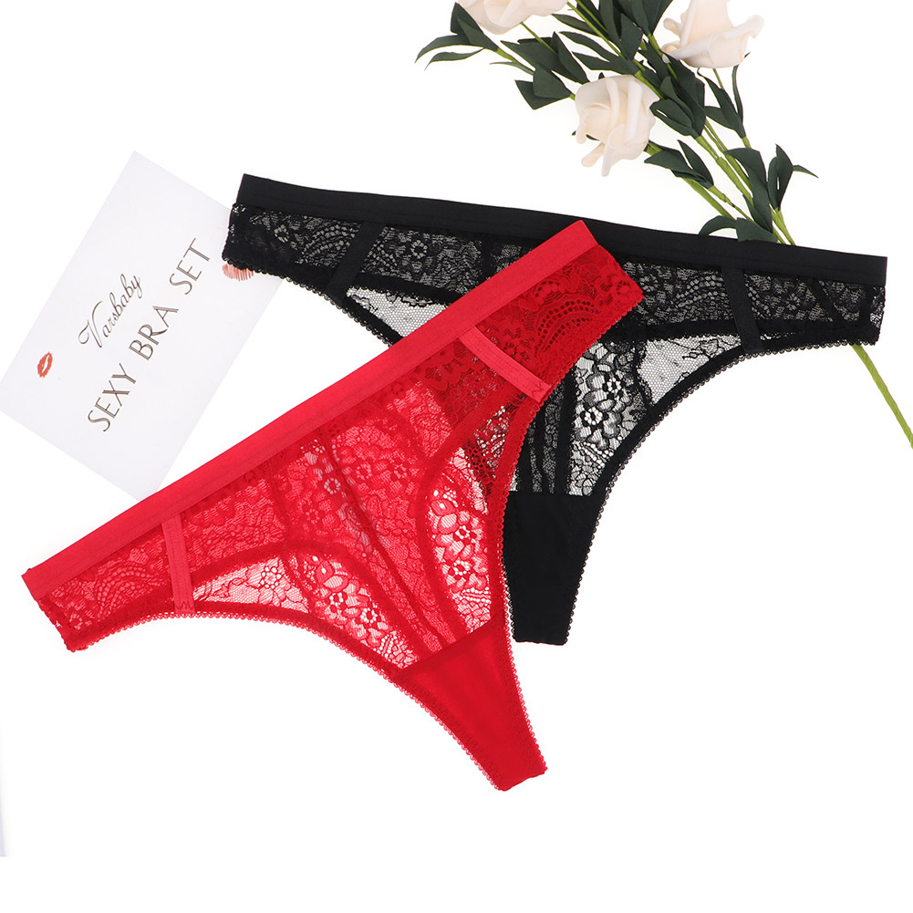 Lace underwear ladies summer thin section sexy transparent thong women's large size hot and comfortable European and American mood mesh yarn