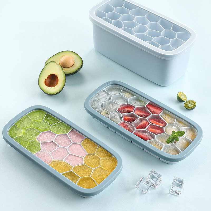 Ice Cubes Molds Large Capacity Silicone Ice Gaggle Home Multifunction Ice-making Storage Cartridges Lid Fridge Freeze Ice Cubes