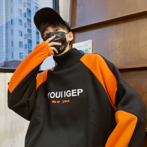 Net red high collar sweater male tide ins loose spring couple Korean version of a set with handsome very fairy lazy wind