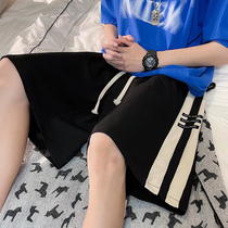 Non-bronzed Huffg splicing shorts male summer trend outside wearing loose broadlegged pants 50% Pants Boomer sports pants