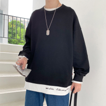 Sweatshirt mens Korean version of the trend loose tide brand super fire net red fake two-piece clothes 2021 new youth port wind