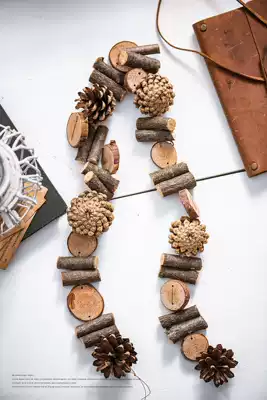 Christmas wall hanging natural pine cones, dried flowers, resin log discs, photography props, Home decoration, window shop decoration