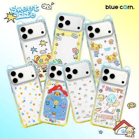 Blue Corn Picnic Friends Cartoon Gradient iPhone Case