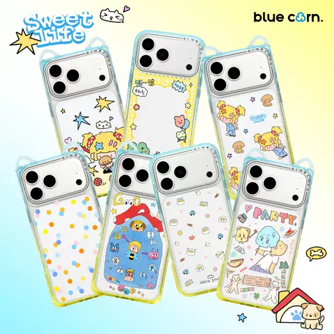 Blue Corn Picnic Friends iPhone Cartoon Gradient iPhone Case for iPhone 13 – 17