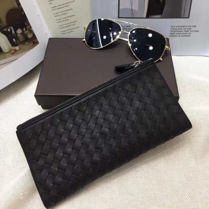 Genuine Leather Woven Card Bag Men 2022 Europe and America New Tide Card Multifunction Fetal Calf Leather Long Version Money Clip Suit Clip